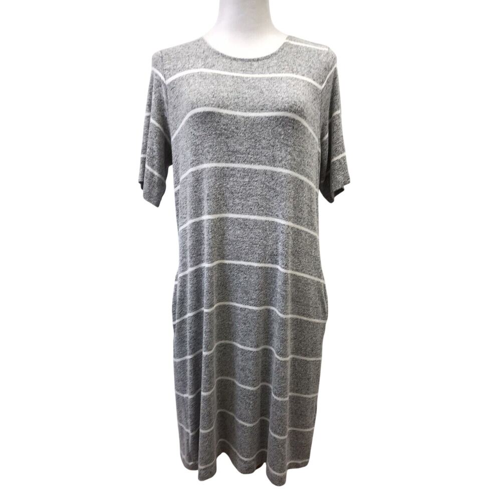 Sahalie Dress Womens Large Knit Gray White Pockets